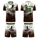 Custom Brown Green Uniform Jersey Kids Adults Personalized Set Jersey Shirt