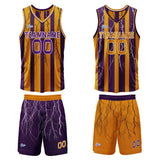Custom Purple Orange Reversible Basketball Suit for Adults and Kids Personalized Jersey