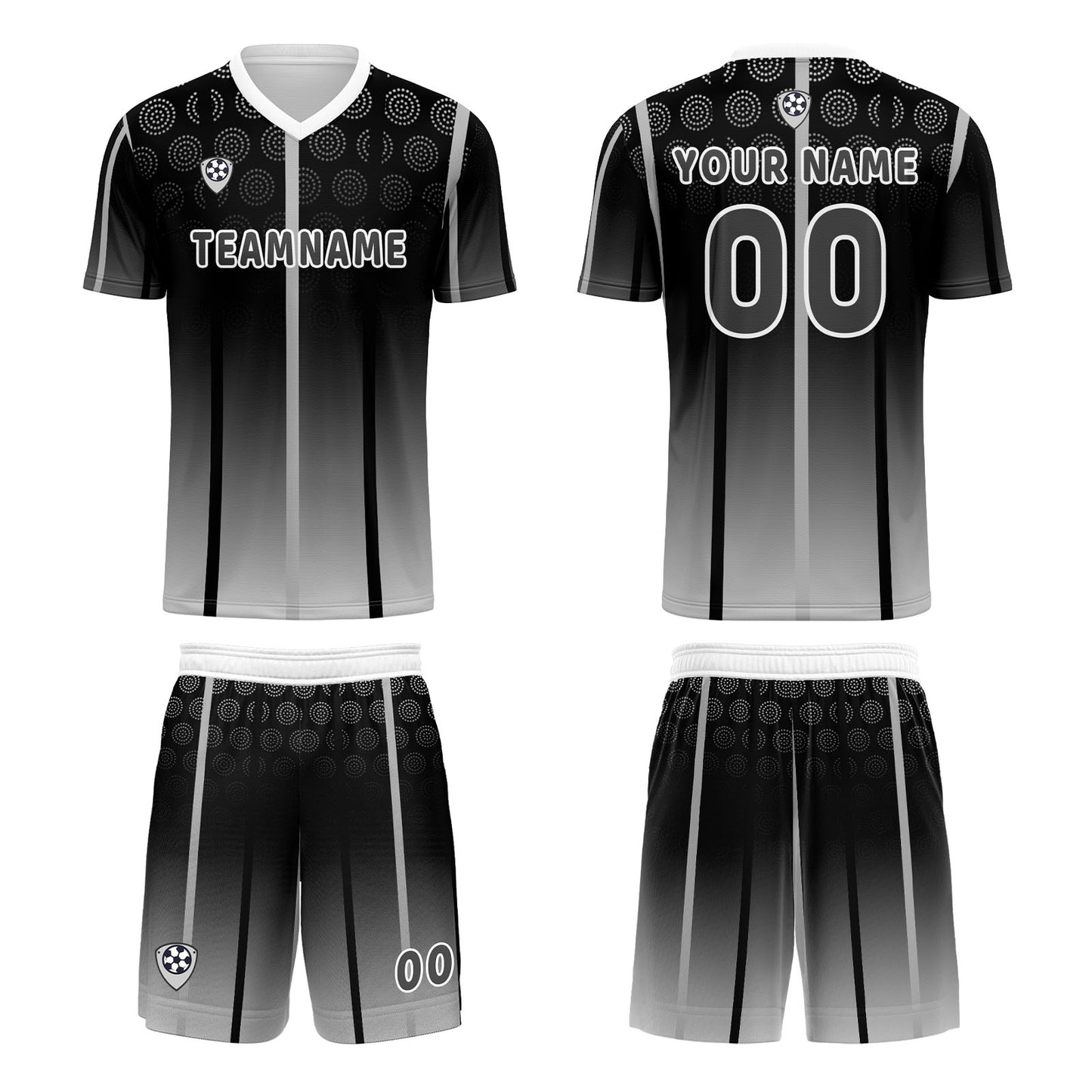 Custom Black White Uniform Jersey Kids Adults Personalized Set Jersey Shirt