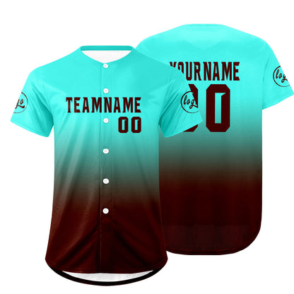 Custom Cyan Drake Brown Baseball Jersey Personalized Gradient Team Uniforms Shirt with Name Number