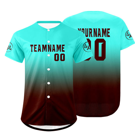 Custom Cyan Drake Brown Baseball Jersey Personalized Gradient Team Uniforms Shirt with Name Number