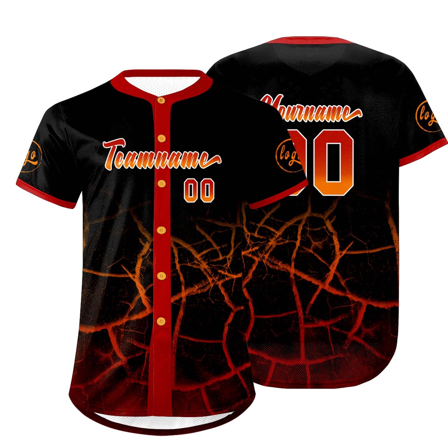 Custom Black Red Baseball Jersey Personalized Gradient Team Uniforms Shirt with Name Number