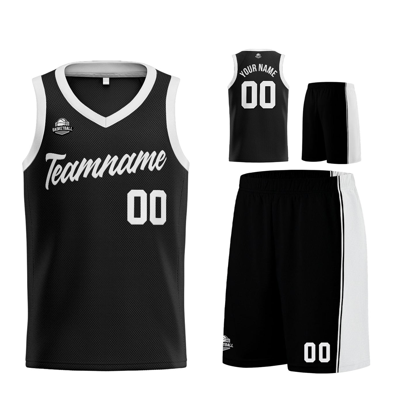 Custom Black White Basketball Jersey for Men Women Adult Youth Stitched Name Number Logo