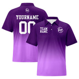 Custom Purple Light Purple Football Gradient Polo Shirts  Add Your Unique Logo/Name/Number