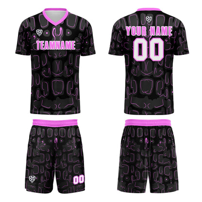 Custom Black Rose Red Soccer Uniform Jersey Kids Adults Personalized Set Jersey Shirt