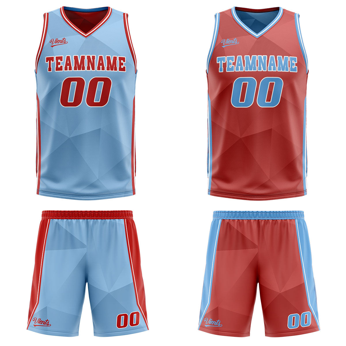 Custom Blue Red Reversible Basketball Suit for Adults and Kids Personalized Jersey