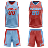 Custom Blue Red Reversible Basketball Suit for Adults and Kids Personalized Jersey
