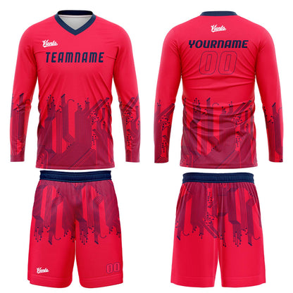 Custom Rose Red Dark Blue Basketball Soccer Football Shooting Long T-Shirt for Adults and Kids