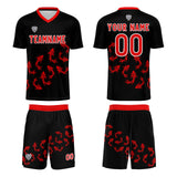 Custom Black Red Soccer Uniform Jersey Kids Adults Personalized Set Jersey Shirt