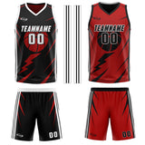 Custom Black Red Reversible Basketball Suit for Adults and Kids Personalized Jersey