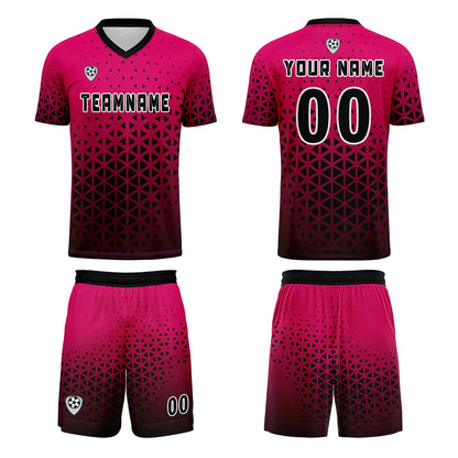 Custom Pink Black Uniform Jersey Kids Adults Personalized Set Jersey Shirt