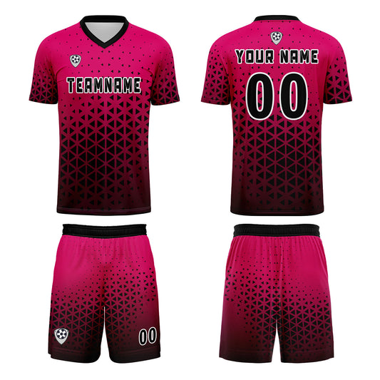 Custom Pink Black Uniform Jersey Kids Adults Personalized Set Jersey Shirt