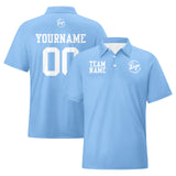 Custom Light Blue White Football Polo Shirts  Add Your Unique Logo/Name/Number
