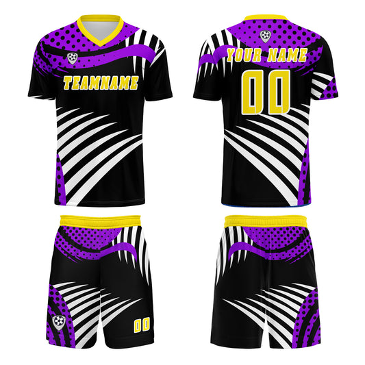 Custom Yellow Purple Uniform Jersey Kids Adults Personalized Set Jersey Shirt