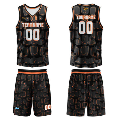 Custom Black Orange Basketball Jersey Uniform Suit Printed Your Logo Name Number