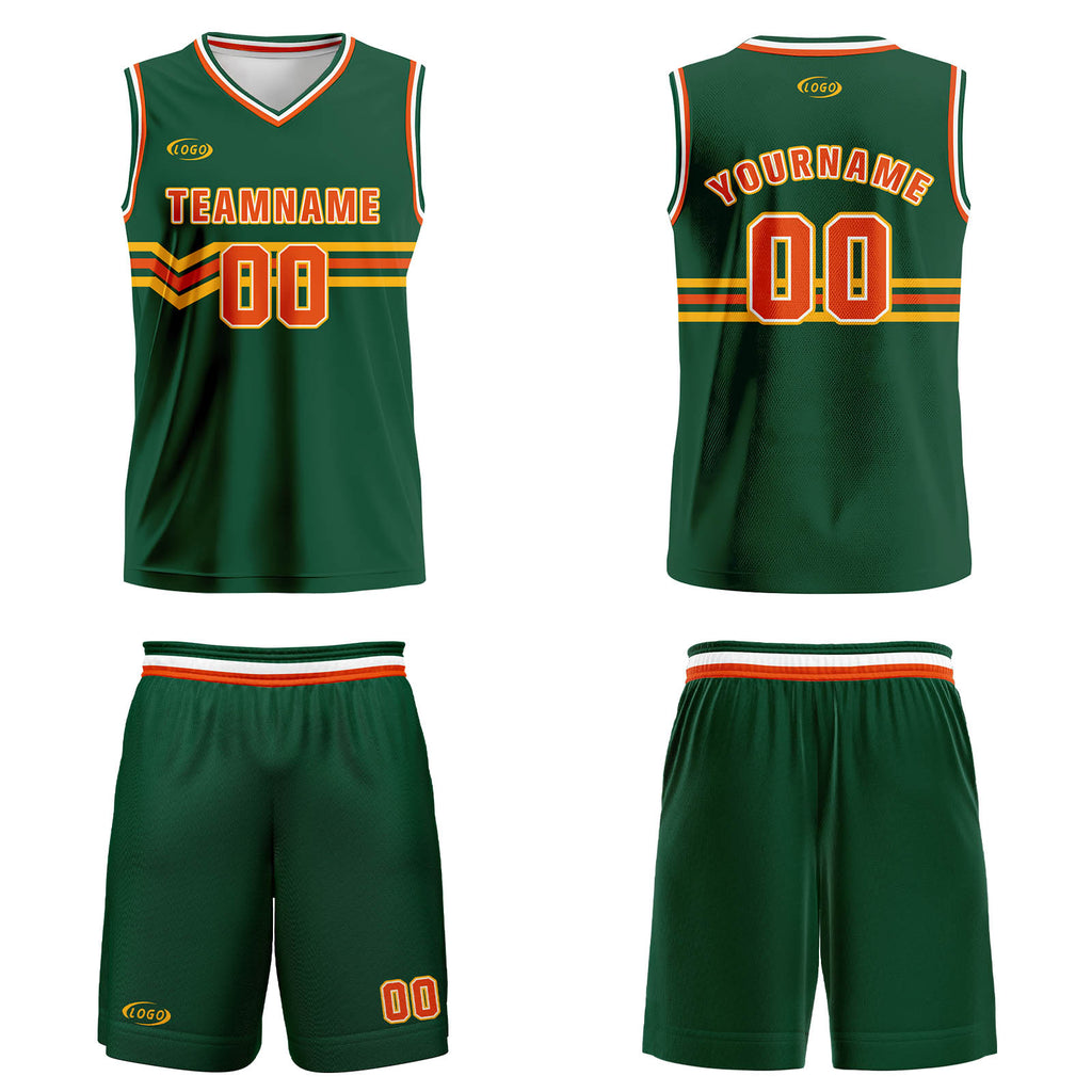 Custom Green Orange Yellow Basketball Jersey Uniform Suit Printed Your Logo Name Number