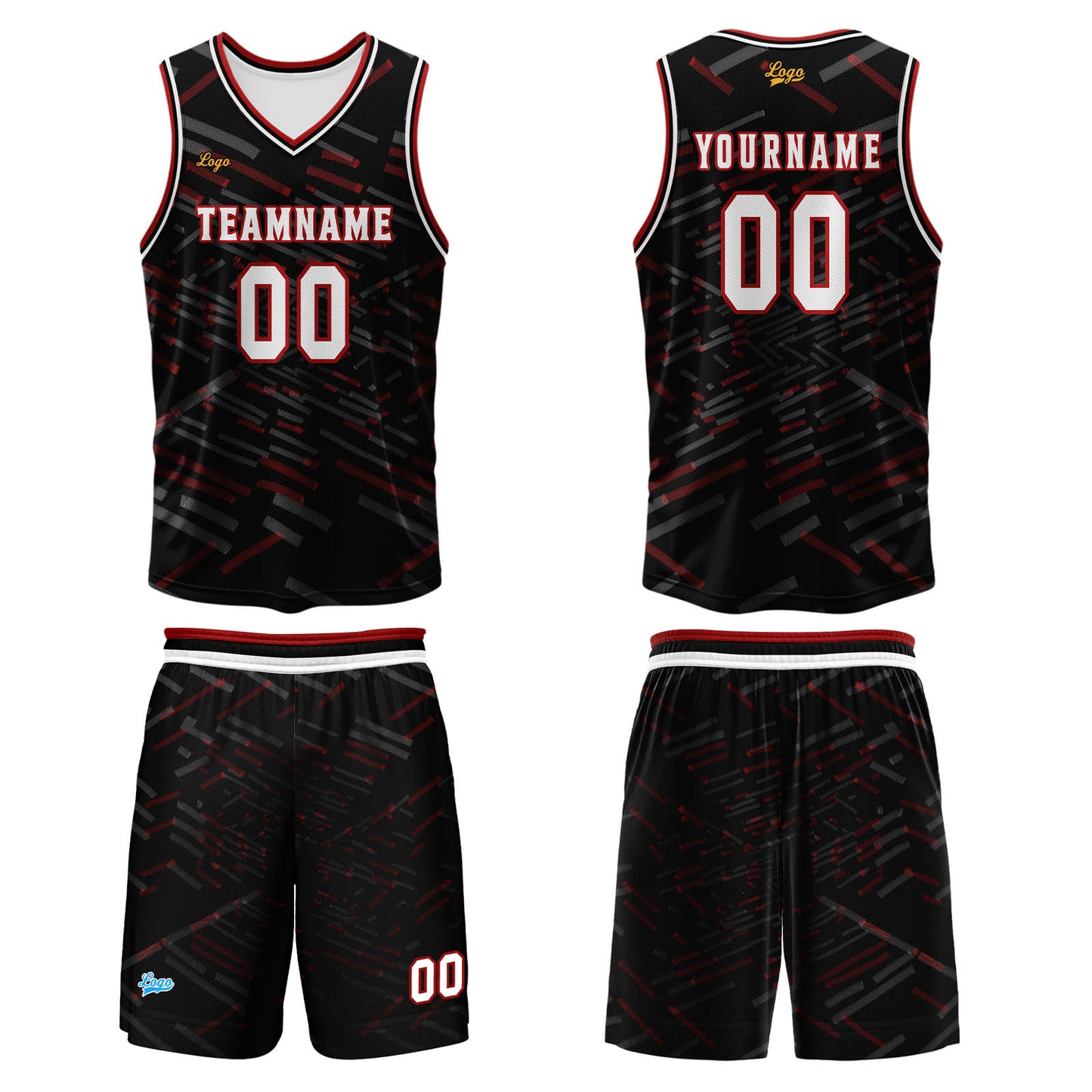 Custom Black Red Basketball Jersey Uniform Suit Printed Your Logo Name Number