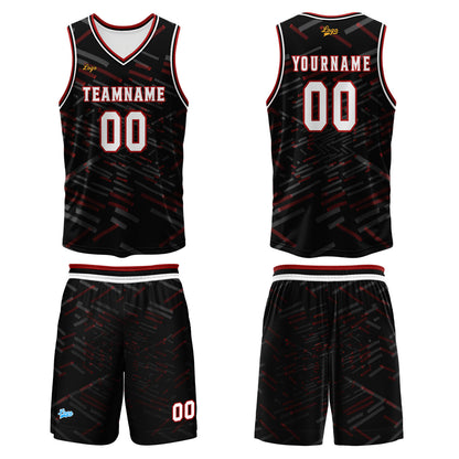 Custom Black Red Basketball Jersey Uniform Suit Printed Your Logo Name Number