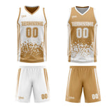 Custom Brown White Reversible Basketball Suit for Adults and Kids Personalized Jersey