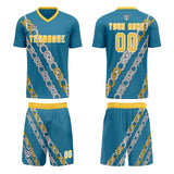 Custom Blue Yellow Uniform Jersey Kids Adults Personalized Set Jersey Shirt