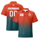 Custom Orange Dull Green Football Gradient Polo Shirts  Add Your Unique Logo/Name/Number