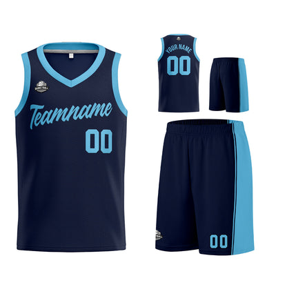 Custom Navy Light Blue Basketball Jersey for Men Women Adult Youth Stitched Name Number Logo