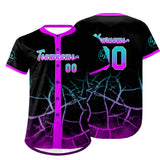 Custom Black Bright Purple Lakes Blue Baseball Jersey Personalized Gradient Team Uniforms Shirt with Name Number