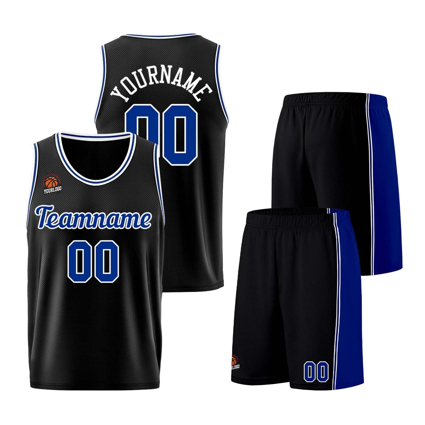 Custom Black-Royal Basketball Jersey for Men Women Adult Youth Stitched Name Number Logo