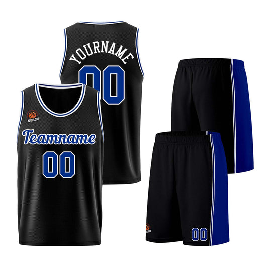 Custom Black-Royal Basketball Jersey for Men Women Adult Youth Stitched Name Number Logo