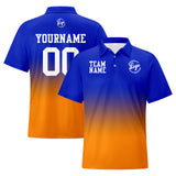Custom Blue Orange Football Gradient Polo Shirts  Add Your Unique Logo/Name/Number