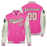 Custom Pink Cream Varsity Jackets for Men Women Youth Personalized Letterman Jackets