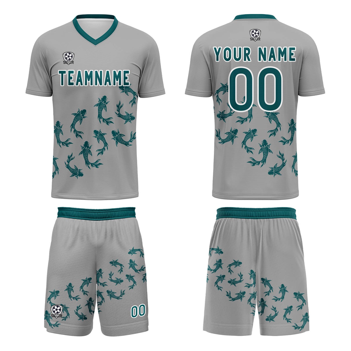 Custom Grey Soccer Uniform Jersey Kids Adults Personalized Set Jersey Shirt