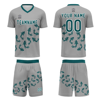 Custom Grey Soccer Uniform Jersey Kids Adults Personalized Set Jersey Shirt