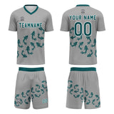 Custom Grey Soccer Uniform Jersey Kids Adults Personalized Set Jersey Shirt