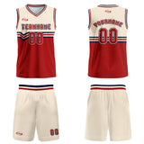 Custom Beige Red Blue Basketball Jersey Uniform Suit Printed Your Logo Name Number