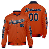 Custom Navy Orange Varsity Jackets for Men Women Youth Personalized Letterman Jackets