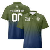 Custom Army Green Navy Football Gradient Polo Shirts  Add Your Unique Logo/Name/Number