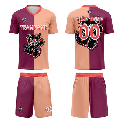 Custom Fuchsia Light Brown Soccer Uniform Jersey Kids Adults Personalized Set Jersey Shirt