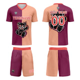 Custom Fuchsia Light Brown Soccer Uniform Jersey Kids Adults Personalized Set Jersey Shirt