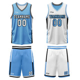 Custom Blue White Reversible Basketball Suit for Adults and Kids Personalized Jersey