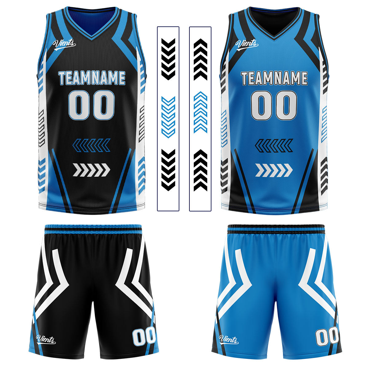 Custom Black Blue Reversible Basketball Suit for Adults and Kids Personalized Jersey
