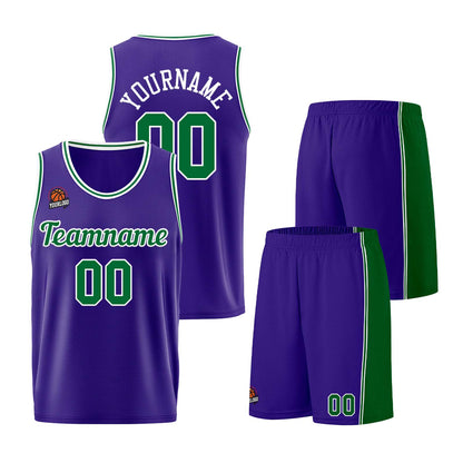 Custom Purple Green Basketball Jersey for Men Women Adult Youth Stitched Name Number Logo