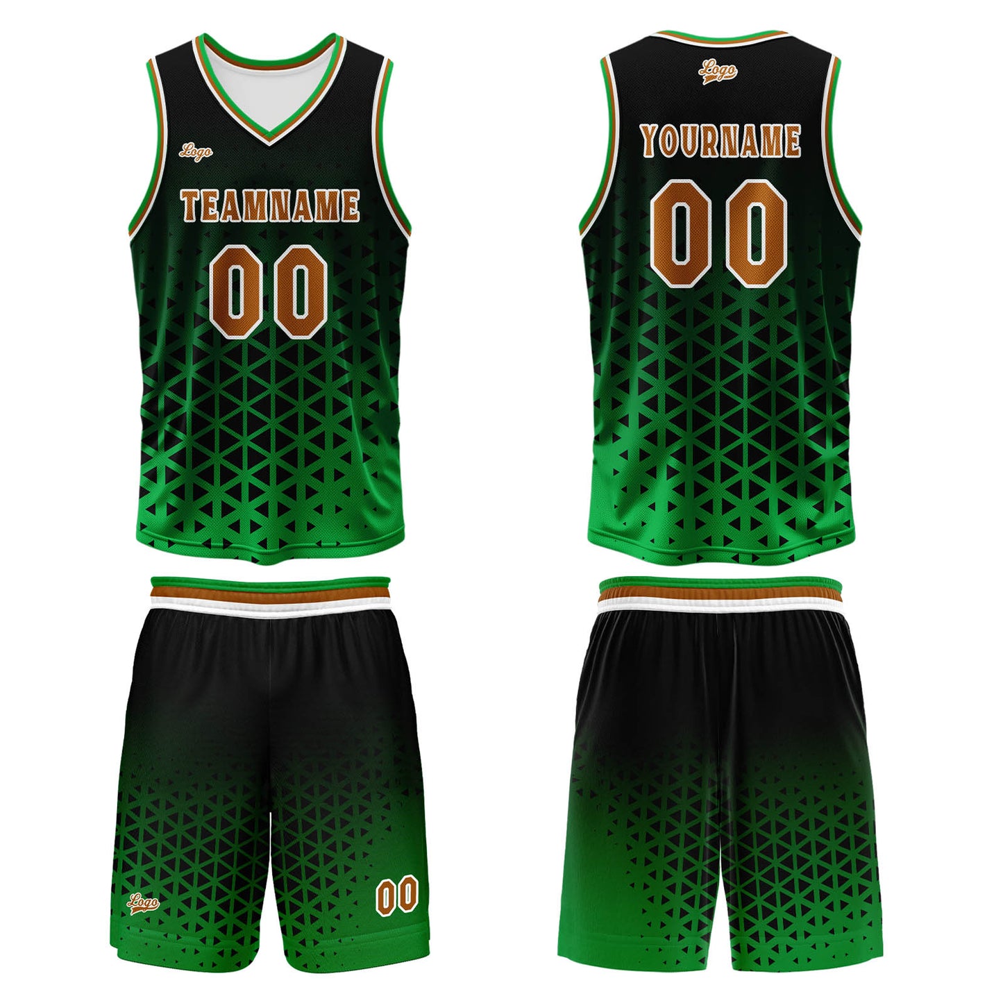 Custom Green Brown Basketball Jersey Uniform Suit Printed Your Logo Name Number
