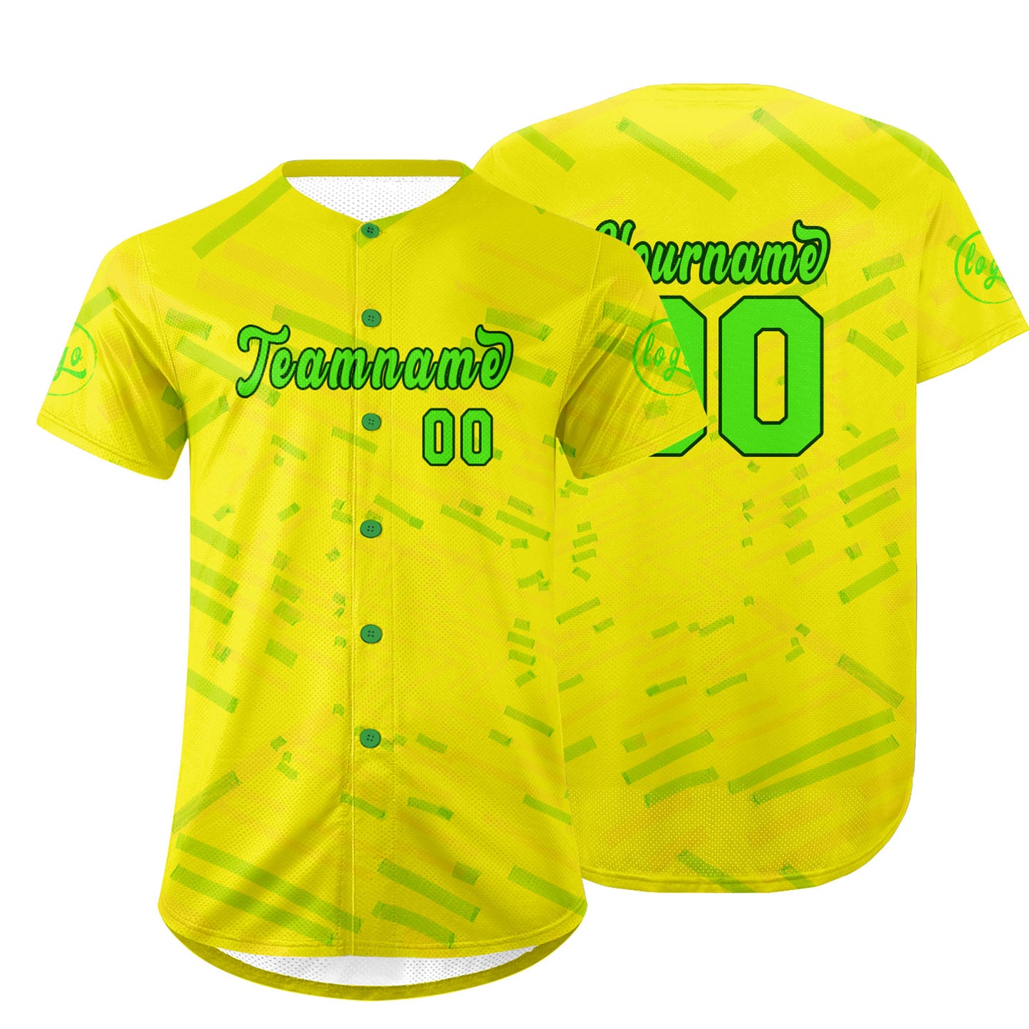 Custom Yellow Green Baseball Jersey Personalized Gradient Team Uniforms Shirt with Name Number