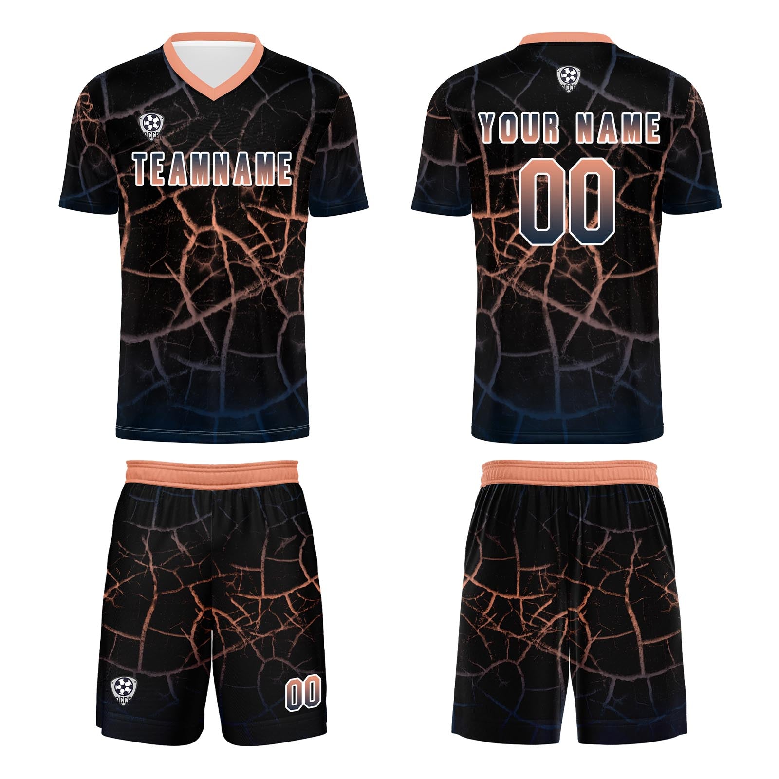Custom Black Flesh Soccer Uniform Jersey Kids Adults Personalized Set Jersey Shirt