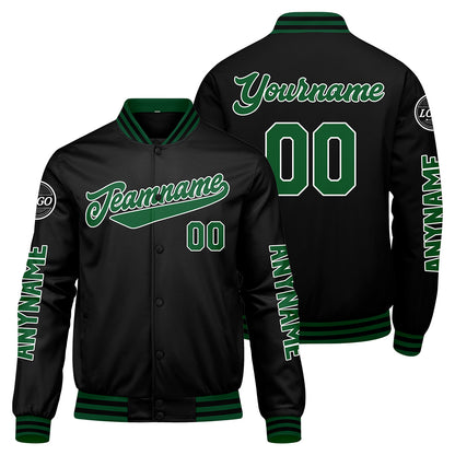 Custom Green Black Varsity Jackets for Men Women Youth Personalized Letterman Jackets