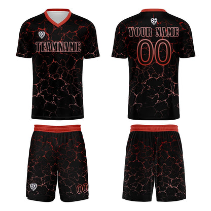 Custom Black Red Soccer Uniform Jersey Kids Adults Personalized Set Jersey Shirt