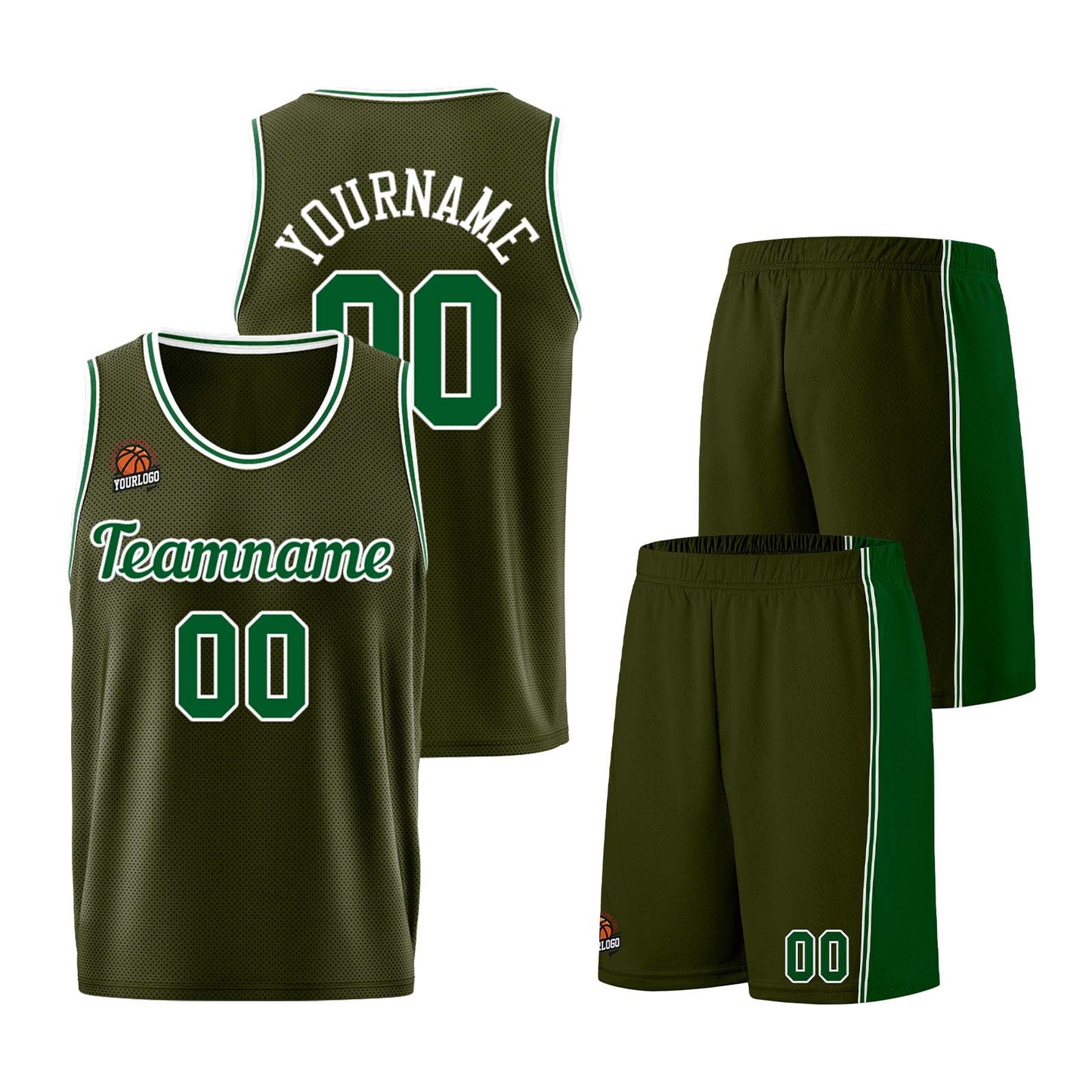 Custom Army Green-Green Basketball Jersey for Men Women Adult Youth Stitched Name Number Logo
