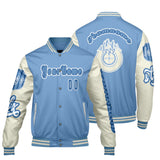 Custom Blue White Letterman Varsity Jacket Personalized Embroidery Printing