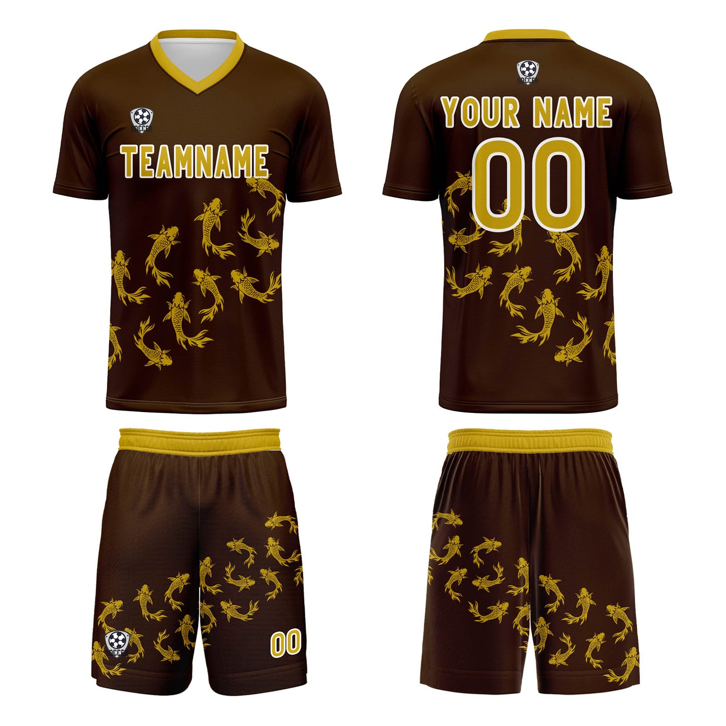 Custom Brown Soccer Uniform Jersey Kids Adults Personalized Set Jersey Shirt